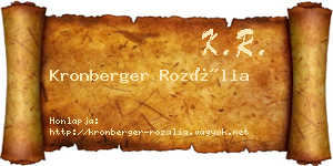 Kronberger Rozália névjegykártya